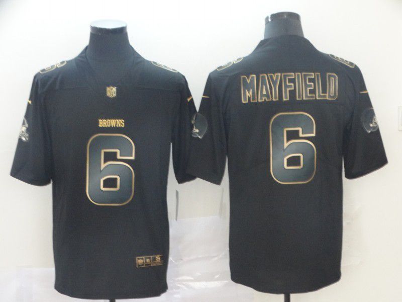 Men Cleveland Browns #6 Mayfield Nike Vapor Limited Black Golden NFL Jerseys->cleveland browns->NFL Jersey